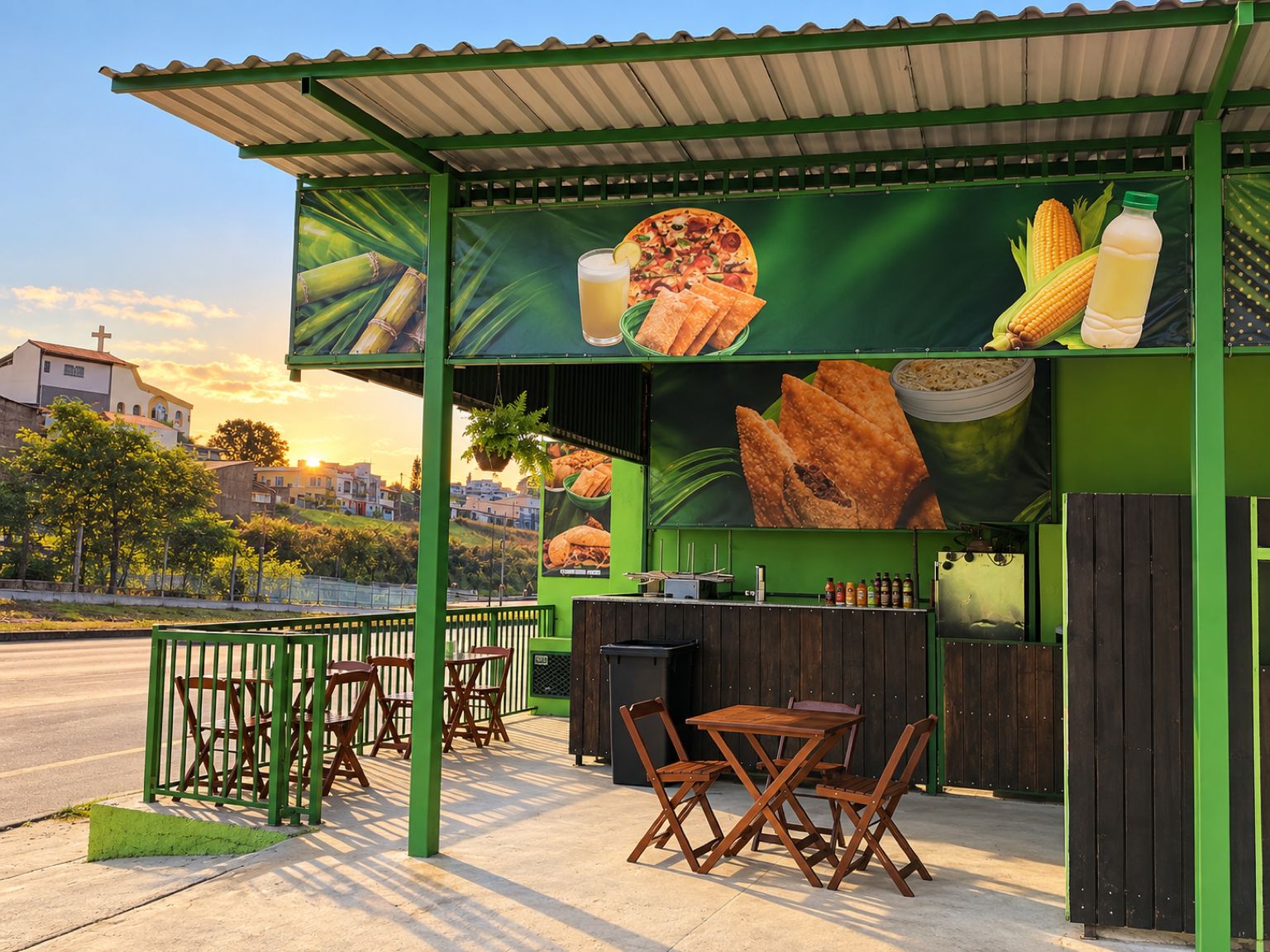 Fachada do Coco y Cana Antônio Carlos com mesas ao ar livre